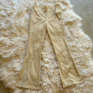 Beige Pattern Pants with Side Tie